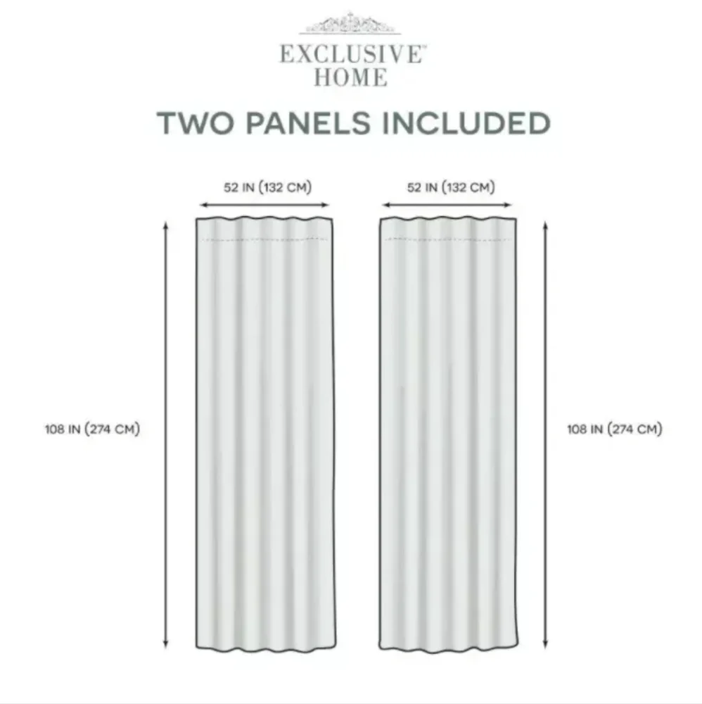 NWOT Exclusive Home Curtains Winter White Thermal Blackout 52" W x 108" L SET - Picture 3 of 8